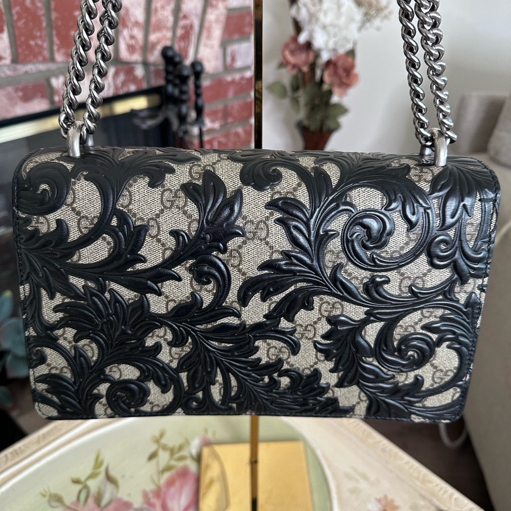 Authentic Gucci Dionysus GG Supreme Arabesque Chain Shoulder Bag Navy Blue - Picture 3 of 13